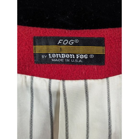 Vintage London Fog Wool Pea Coat Womens 6 Small Red w/Black Velvet Collar USA - Picture 3 of 5